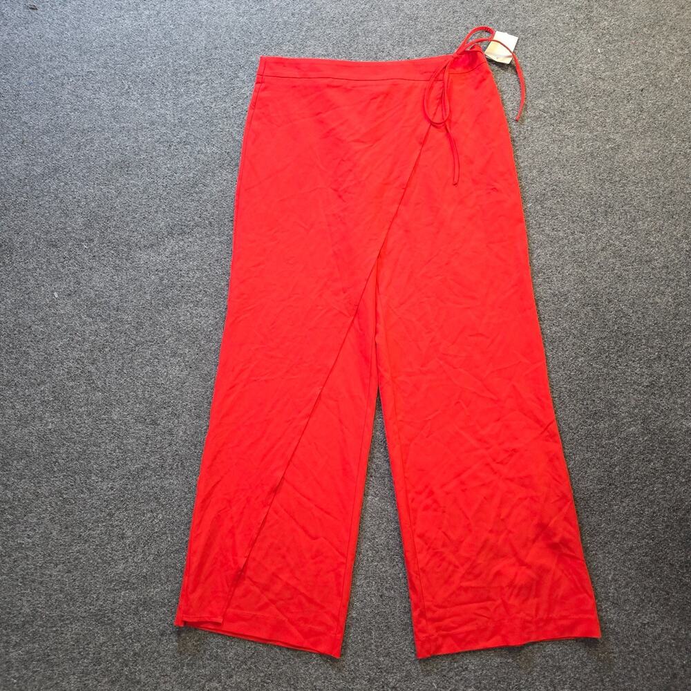 Camila Casual Pants Womens Size 10 Red Wrap Front Wide Leg Resort Travel Casual